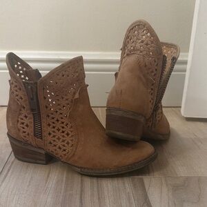 Circle G Tan Suede Cutout Ankle Booties